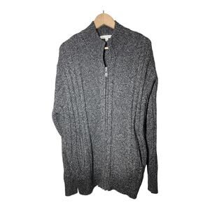 TravelSmith Mens Full Zip Wool Blend Cable Knit Sweater Cardigan Black XL